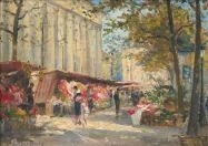 Le marché aux fleurs, place de la Madeleine by Georges Jules Ernest Binet
