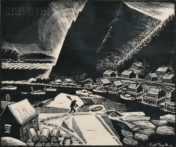 2 Works : Between Forest and Sea - Maine Coast ; Winter Morning - Deer Isle by Caroll Thayer Berry, 1946