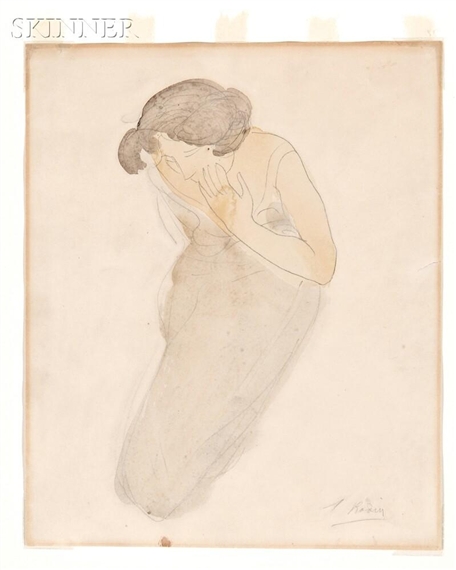 Psyché. Femme agenouillée, portant la main sur sa joue by Auguste Rodin, 1900