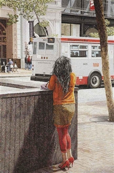 Woman and bus, San Francisco (streetlife) - Erik August Frandsen