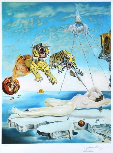 Artwork by Salvador Dalí, Dream Caused by a Flight of a Bee Around a Pomegranate One Second Before Awakening, Made of lithograph