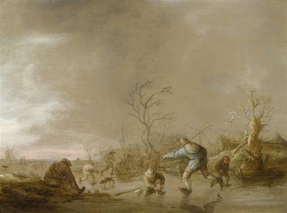 Winter landscape with skaters by Isack van Ostade