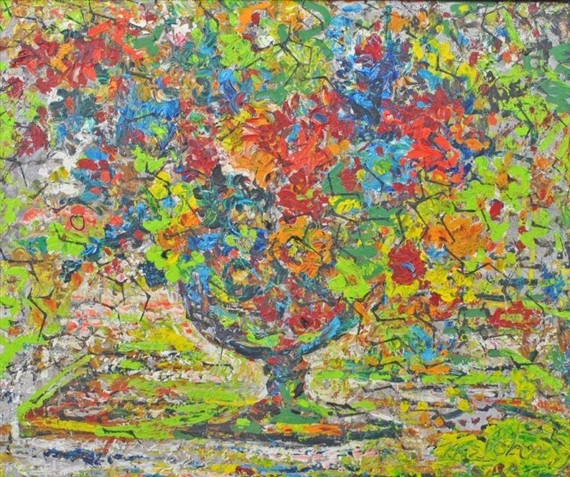 Vase of Flowers on Windowsill by Charles Melohs, 1970