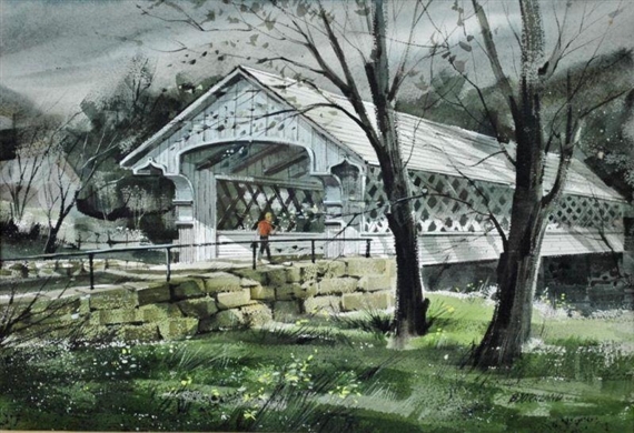 COVERED BRIDGE, ASHUELOT, NEW HAMPSHIRE by George Bjorkland