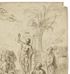 John the Baptist preaches to the crowds by German School, 18th Century