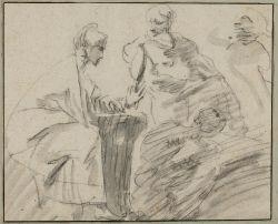 Mythological scene with a woman looking into a mirror