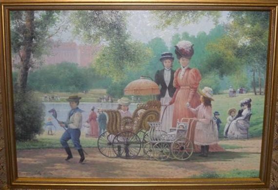 Women and children walking in a park by Vasily Nicholayevich Gribennikov, 2009