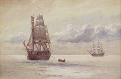 Study of a Man-o'-war in Calm Coastal Waters by Alma Claude Burlton Cull, 1927