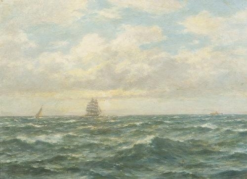 Seascape with Sailing Ship by Bernard Finegan Gribble
