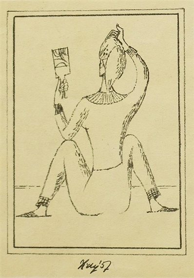 Girl with mirror by František Tichý, 1957