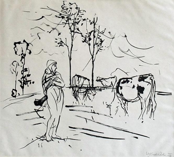 Shepherdess by Vojtěch Sedláček