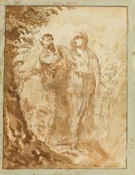Medoro and Angelica incise their names in a tree. From: Orlando Furioso. Verso a further scene - Felix Christoph Cajetan Fuchs