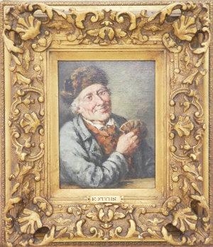 Artwork by F. Fuchs, The card player, Made of oil on canvas