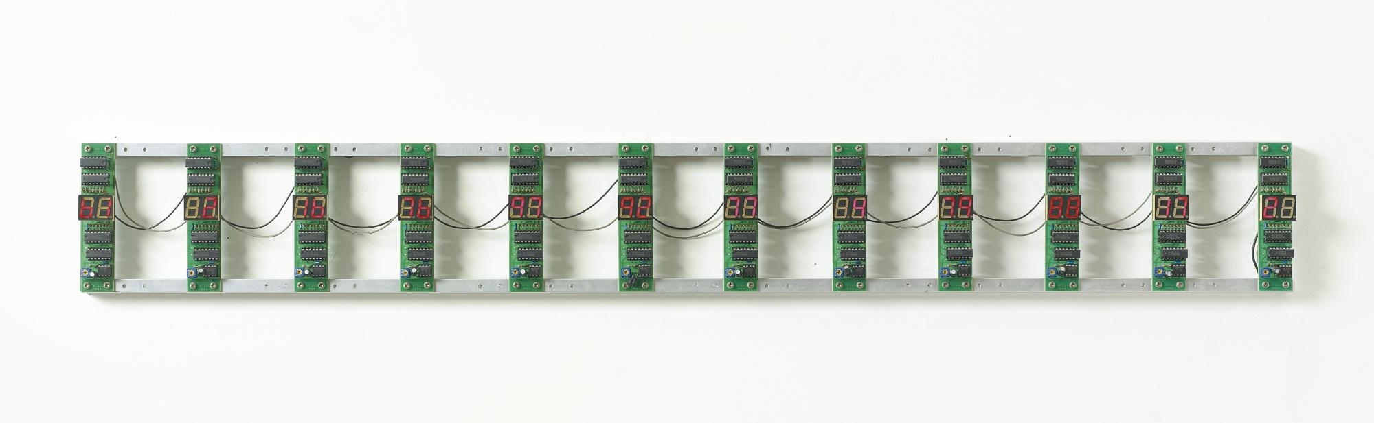 Artwork by Tatsuo Miyajima, Counter Communication No. 6, Made of light emitting diode, IC, electrical wire, and aluminum panel