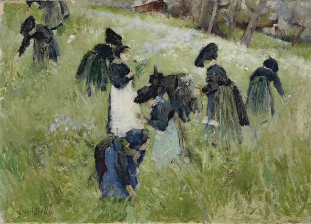 Artwork by Ernest Biéler, Les femmes dans les champs, um 1886, Made of Oil on canvas