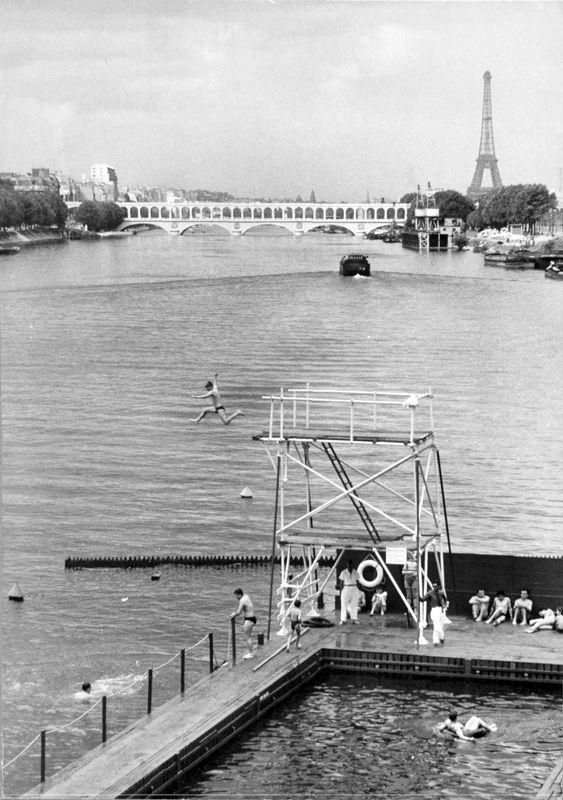 Piscine sur la Seine, Paris by Willy Ronis, 1957