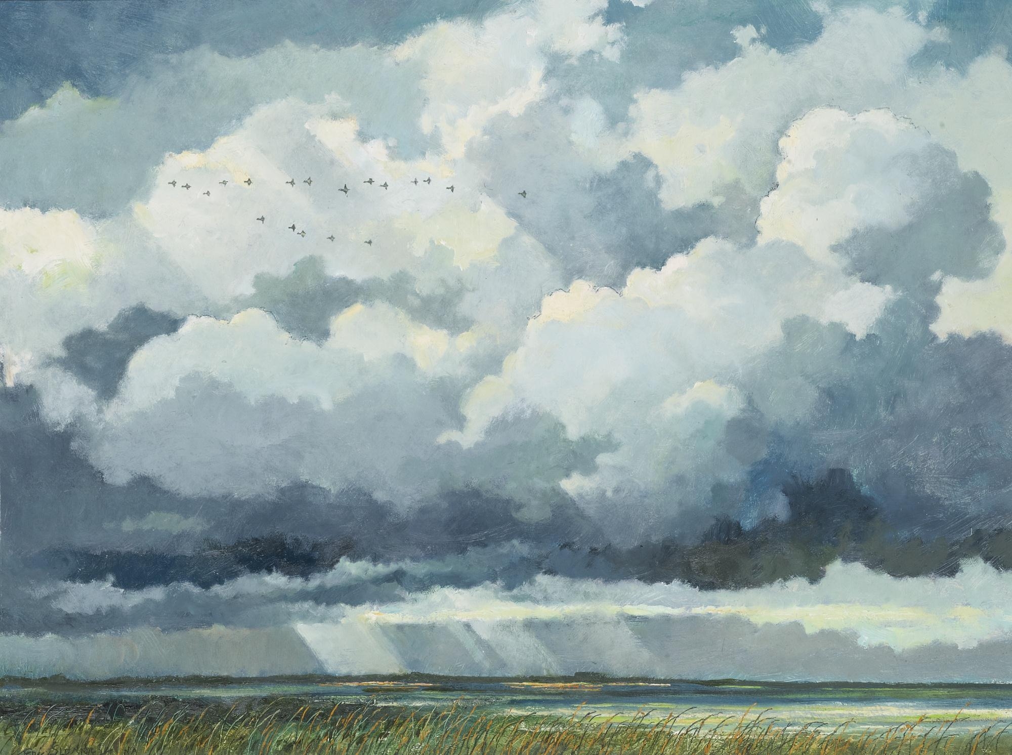 Artwork by Eric Sloane, Marshland Scene, Made of oil on board