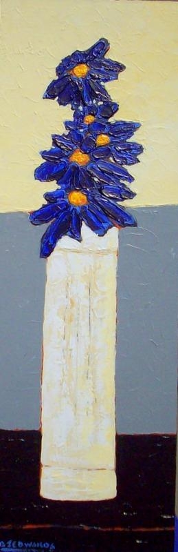 Artwork by David Edwards, Blue Gerberas, Made of Acrylic on canvas