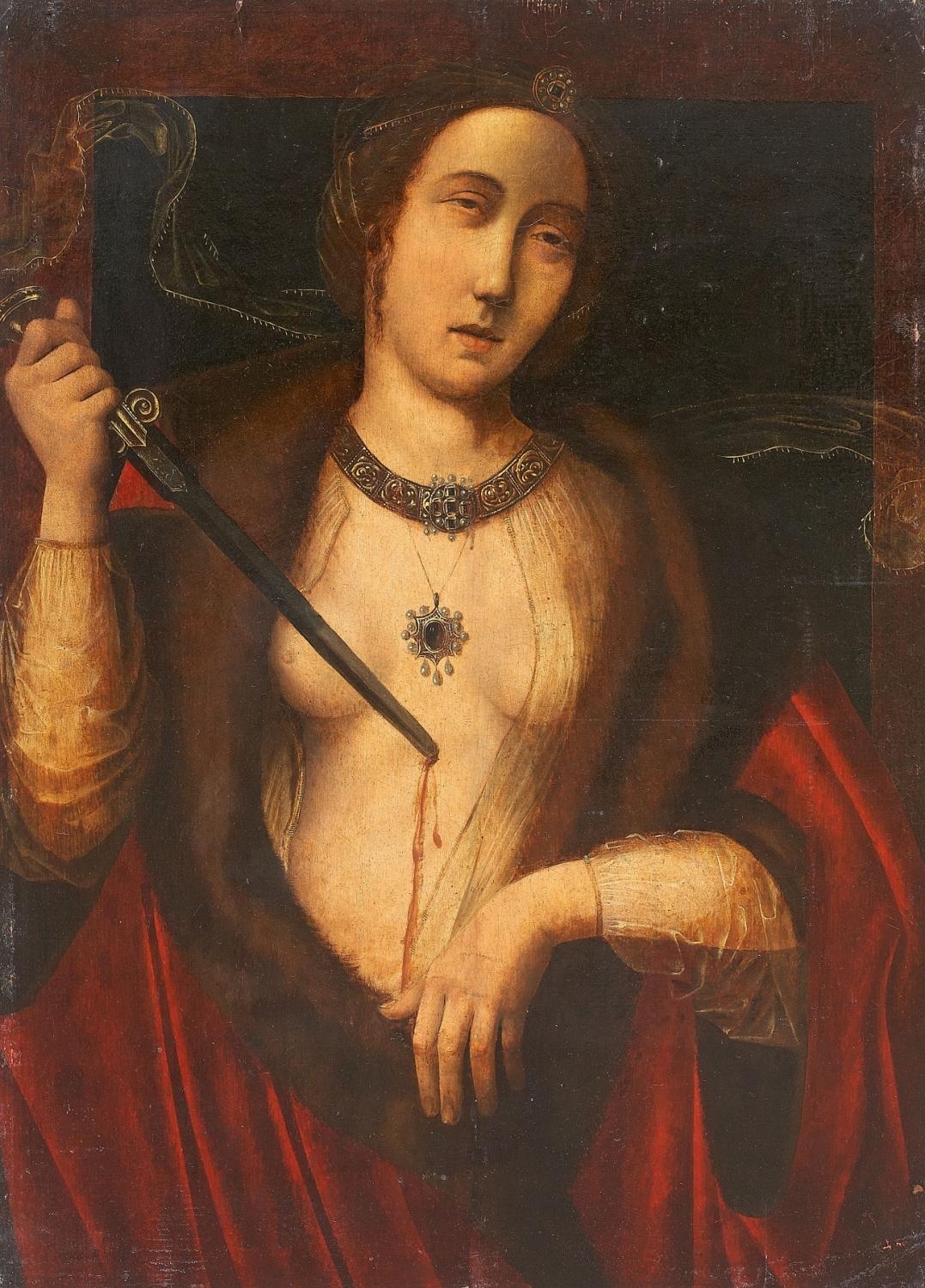 Artwork by Meister Von Saint-Sang, LUCRETIA, Made of Oil on panel (parquetted)
