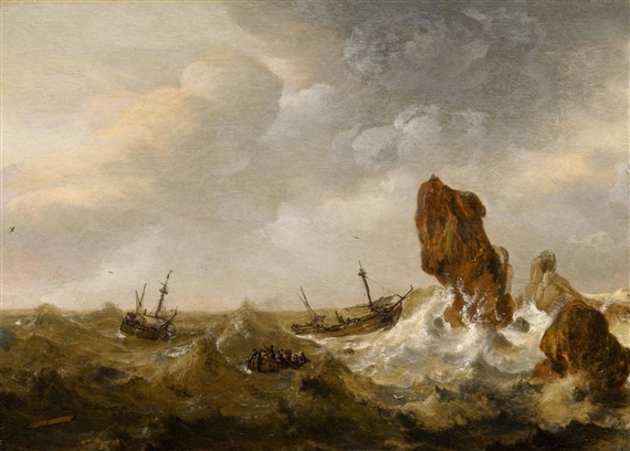 SHIPWRECK IN STORMY SEA by Cornelis Verbeeck