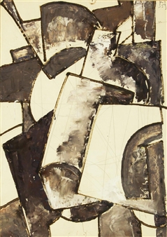 Grey Cubist Composition - Anatoly Zverev