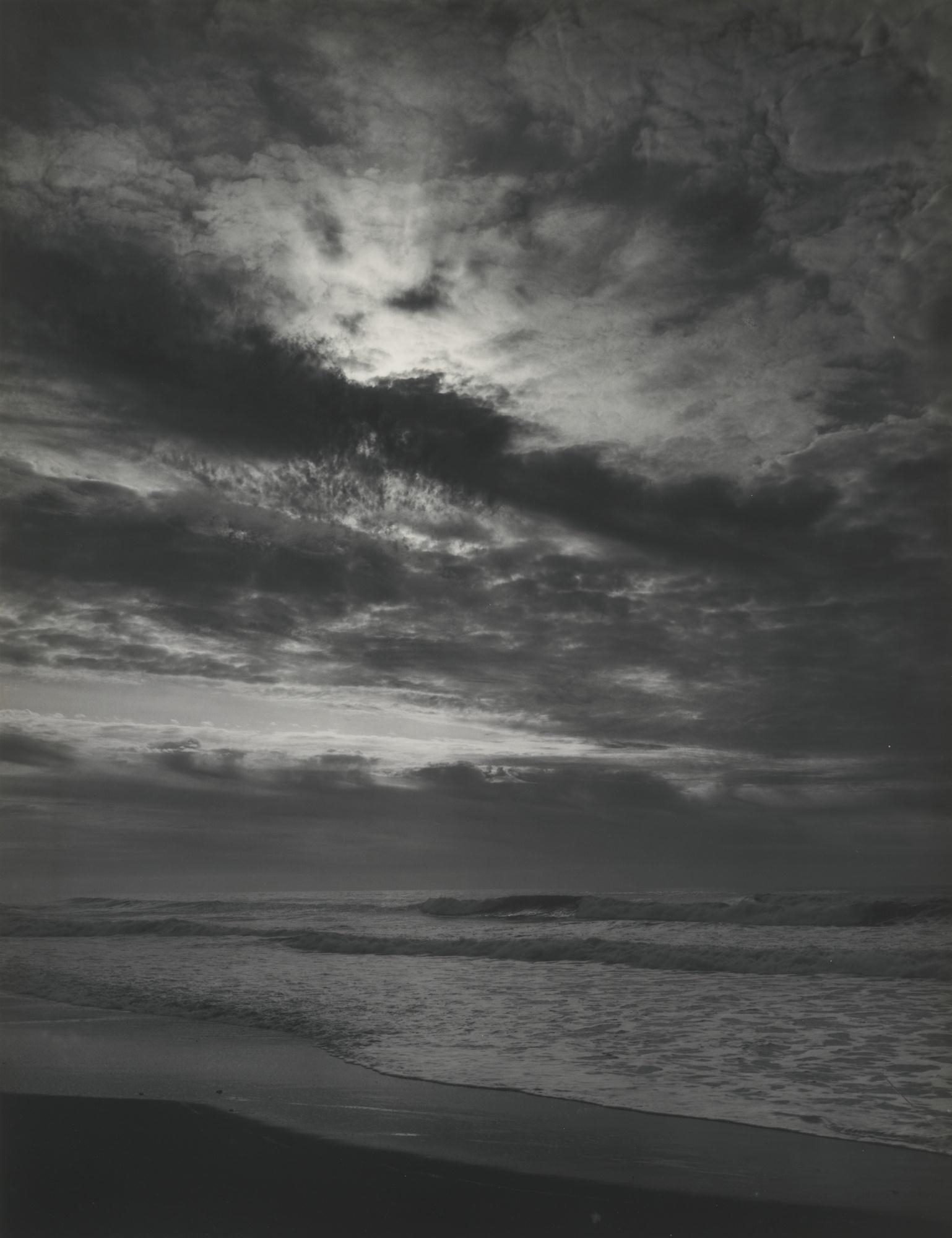 SUNDOWN, PACIFIC OCEAN, NORTHERN CALIFORNIA COAST (PACIFIC OCEAN, SUNSET, CALIFORNIA) by Ansel Adams