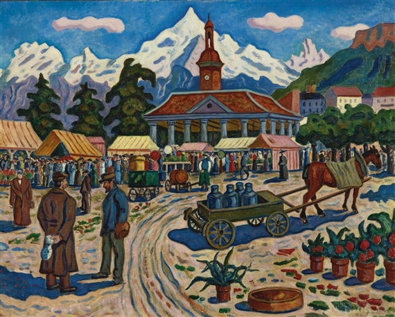 Le Vevey en Suisse, paysage anime by Henri Liénard de Saint-Délis