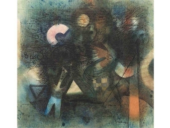 Abstract Composition with a Figure - Louis Maqhubela