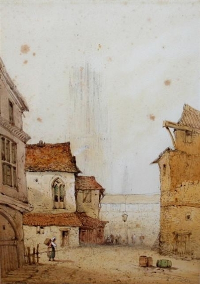 2 Works : A continental street ; Robably Bruges by Edwin St. John