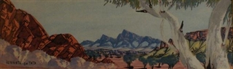 1958 Kenneth Entata Vintage Aboriginal Australia Watercolor Desert