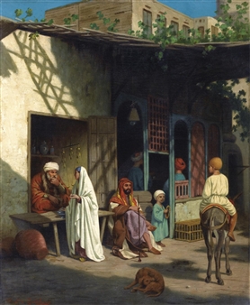 Bustling Street in a Souk - Louis Emile Pinel de Grandchamp