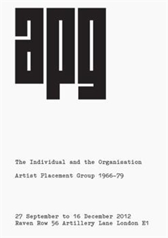 The Individual and the Organisation: Artist Placement Group 1966&#8211;79