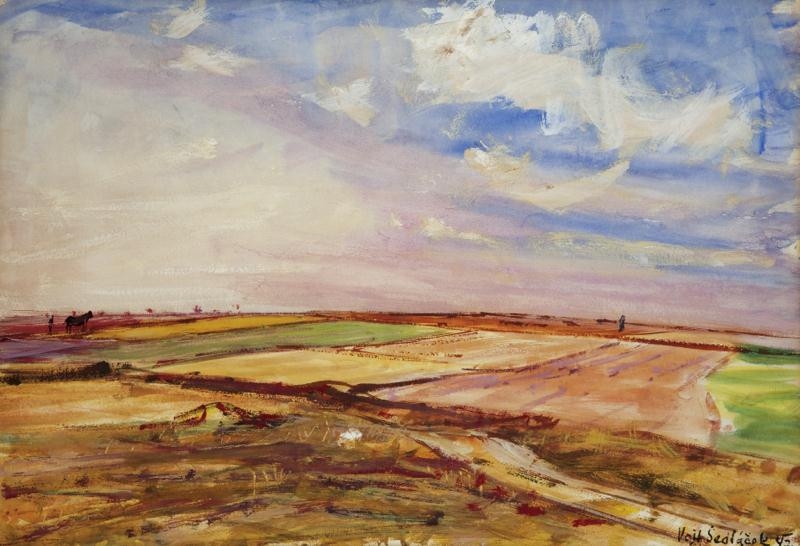 Artwork by Vojtěch Sedláček, Landscape, Made of gouache, carton