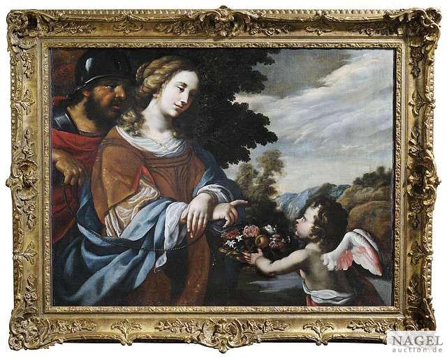The angel appears to Saint Dorothy giving her the basket with flowers and fruits by Giovanni Francesco Guerrieri