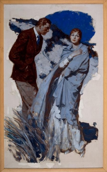 Couple Standing in Dunes, McCalls magazine story illustration by Saul Tepper