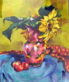 Still Life, Sunflowers & Apples - Bonnie Folkins