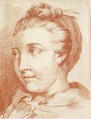 Artwork by Jean-Baptiste Greuze, French School, 18th Century, STUDY OF A HEAD OF A YOUNG WOMAN; YOUNG WOMAN SMELLING FLOWER, Made of red chalk on paper