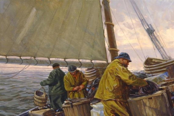Men on Fishing Boat by Don Stone