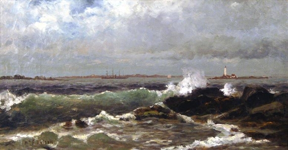 William Formby Halsall | Seascape with Lighthouse | MutualArt