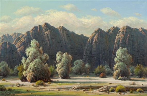 Smoke Trees in Box Canyon by Paul Grimm, November 1963