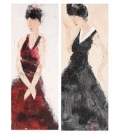 2 works: Ladies In Red and Black Dress by Kadek Suartika, 2012