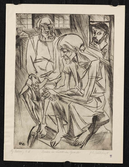 Bauern im nächtlichen Gewitter by Peter August Böckstiegel, 1920