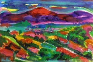 Landscape, Haut de Cagnes together with another similar composition - Joumana Mourad