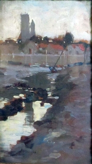 Snowy Townscape, East Lothian - Harry Gordon Shields