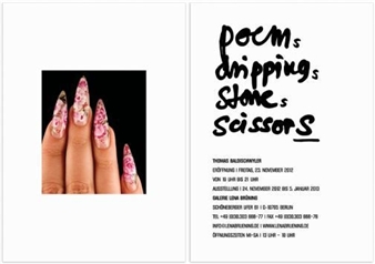 Thomas Baldischwylers: Poems Drippings Stones Scissors - Galerie Lena Brüning