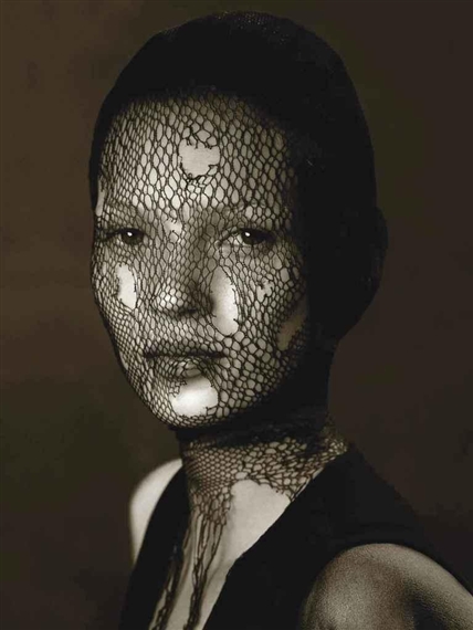 Kate Moss in torn veil, Marrakech by Albert Watson, 1993