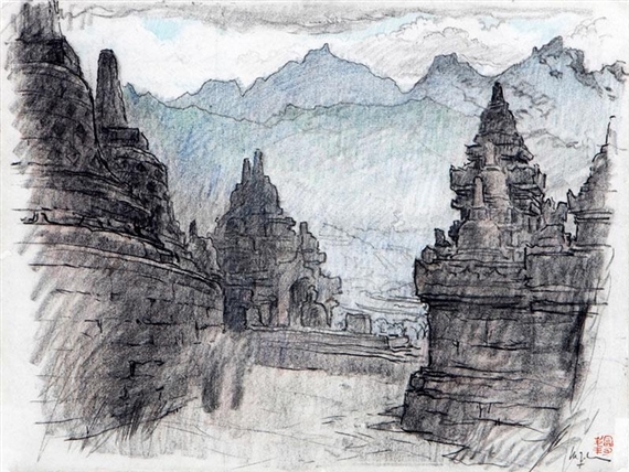 Borobudur by Lee Man Fong