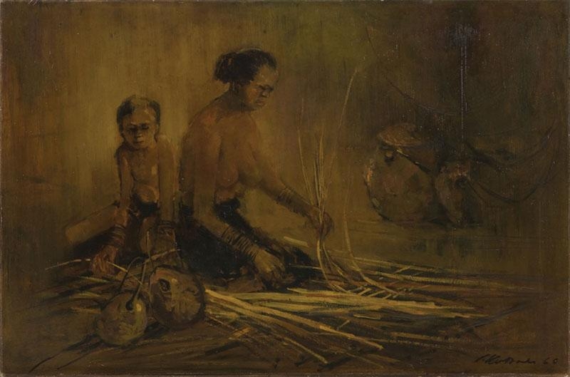 Artwork by Choo Keng Kwang, Weaving, Made of Oil on masonite board