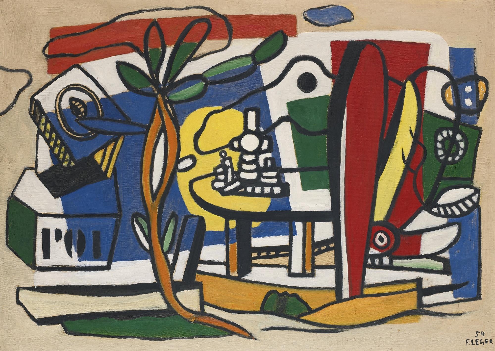 Fernand Léger | La Joie de vivre sur fond rouge (1953) | MutualArt