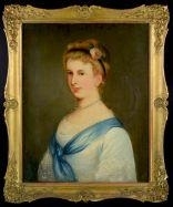 PORTRAIT OF LADY IN BLUE DRESS - Friedrich Krepp